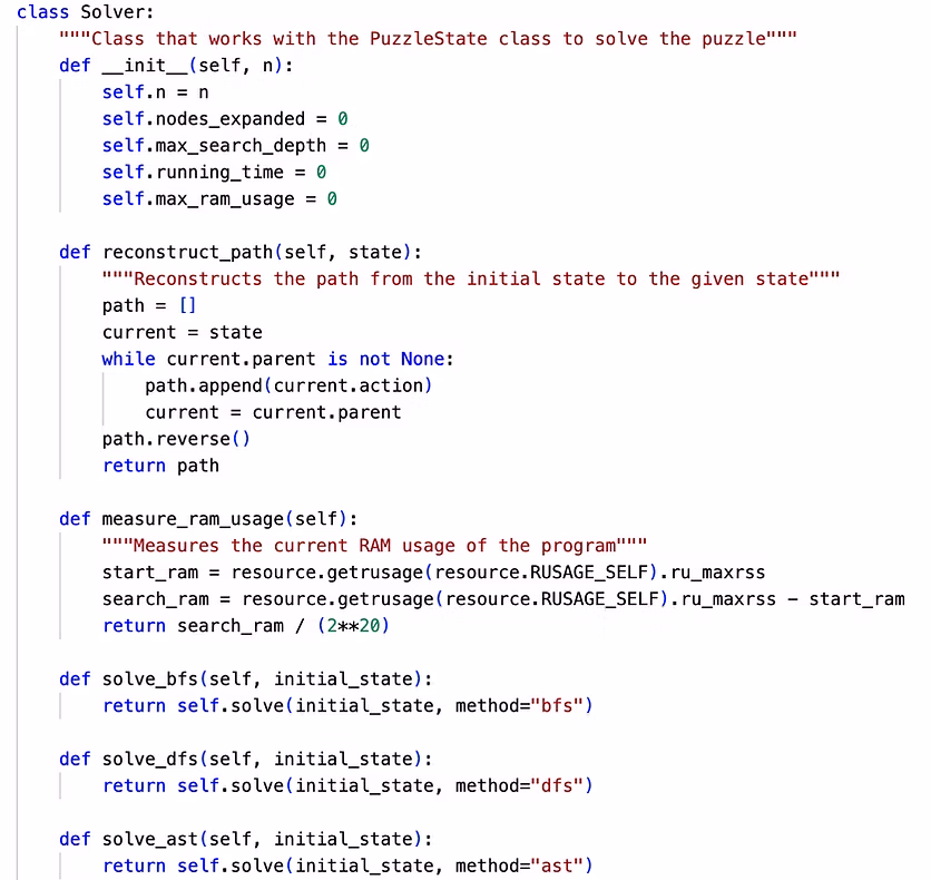 N-Puzzle Object Oriented Design Diagram